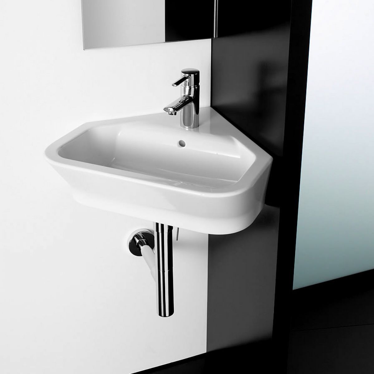 image example of a corner bathroom basin