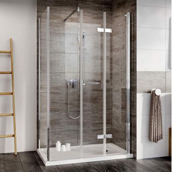 Roman Innov8 Inward Opening Corner Bi-Fold Shower Door with Inline Panel