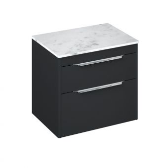 Britton Shoreditch Wall Hung 2 Drawer Vanity Unit with Worktop Grey 625mm S65DDG
