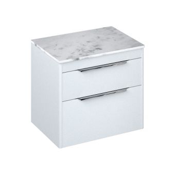 Britton Shoreditch Wall Hung 2 Drawer Vanity Unit with Worktop White 625mm S65DDW