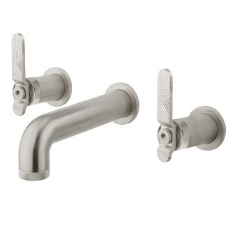 Crosswater Union Brushed Nickel 3 Hole Wall Basin Tap with Lever Handle