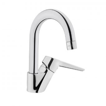 VitrA Solid S Chrome Monobloc Basin Mixer Tap with Swivel Spout - 42442