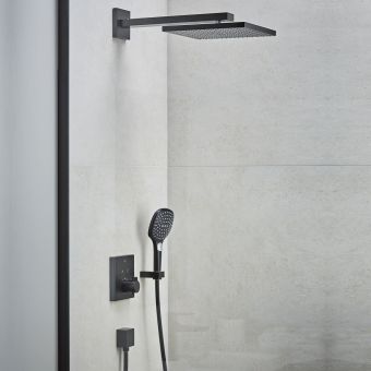 hansgrohe ShowerSelect Square Shower Set with 300 Overhead and Handshower in Matt Black - 88102087