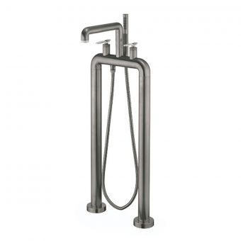 Crosswater UNION MIXAGE Freestanding Bath Filler & Shower Kit in Brushed Black Chrome & Brushed Nickel