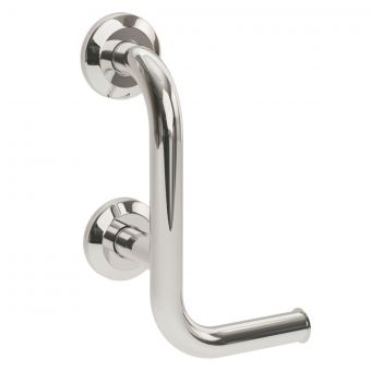 Bathex Knowle 35mm Left Handed Grab Bar and Toilet Roll Holder in Stainless Steel - 31555C