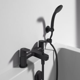 Ideal Standard Cerafine O Dual Control Bath Shower Mixer Set in Silk Black - BC708XG
