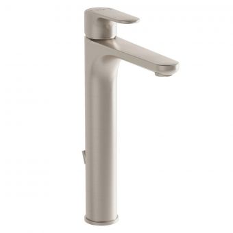 VitrA Root Tall Round Basin Mixer with Pop-up in Brushed Nickel - A4276634