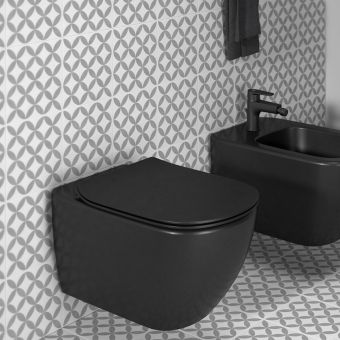 Ideal Standard Tesi Wall-Mounted Toilet Bowl with AquaBlade in Silk Black - T0079V3