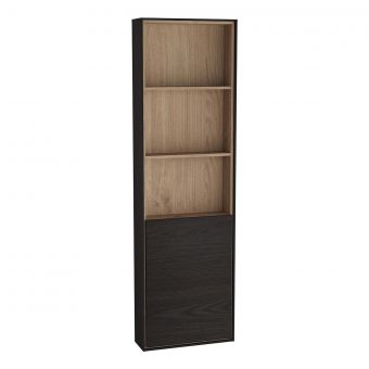 VitrA Voyage Right-Hand Tall Shelf Unit with Door in Flamed Grey & Natural Oak