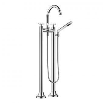 Dornbracht VAIA Freestanding Bath Shower Mixer with Crosshead Handles in Polished Chrome - 25943809-00