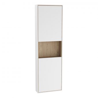 VitrA Voyage Left-Hand Tall Unit with Two Doors in Matte White & Natural Oak