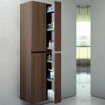 VitrA Memoria Tall Cupboard with Pull Out Storage - Chestnut