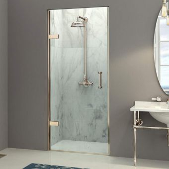 Matki EauZone Plus Hinged Shower Door for Recess - Brushed Gold