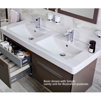 Abacus Simple Double Bathroom Basin - 1300 x 485mm