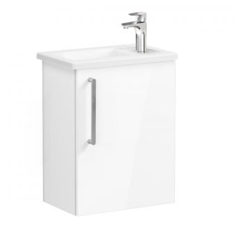 VitrA Root Flat Compact Washbasin Unit with Right-Hand Hinges in High Gloss White (45cm)