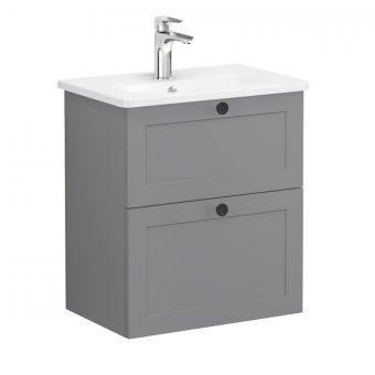 VitrA Root Classic Compact Washbasin Unit with 2 Drawers in Matt Grey (60cm)
