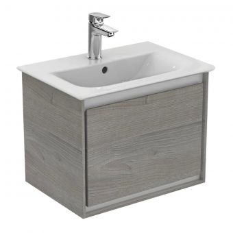 Ideal Standard Connect Air 500mm Vanity Unit - Light Grey Wood with Matt White Interior