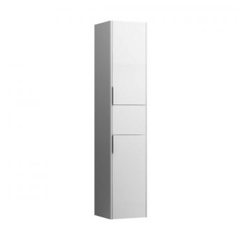 Laufen Base Tall Cabinet with Two Doors and Drawer - Right Hand - White Matte