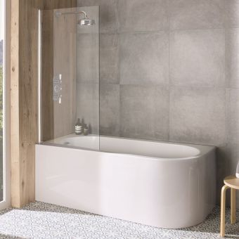 BC Designs Ancorner Acrymite Shower Bath - Left Hand - Repair Needed