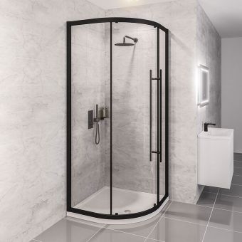 UK Bathrooms Essentials Volta 2000 Quadrant Shower Enclosure in Matt Black
