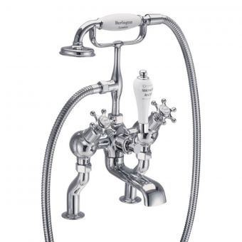 Burlington Claremont Deck Mounted Bath Shower Mixer Tap Silver T9