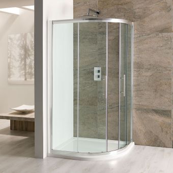 UK Bathrooms Essentials Tana Double Door Offset Quadrant Shower Enclosure in Chrome