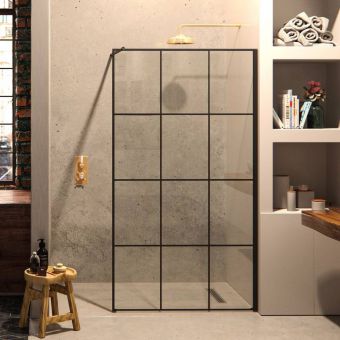 Matki-ONE Framed Effect Wet Room Panel Black - 1000mm - Wall Bracing Bar - MOWP1000 FE BLACK