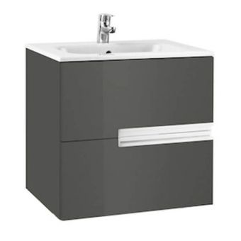 Roca Victoria-N 2 Drawer 600mm Vanity Unit in Anthracite Grey without Basin