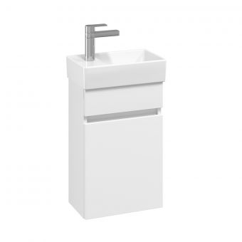 Villeroy and Boch Arto 360mm Cloakroom Basin and Vanity Unit in Satin White (For LH Tap)