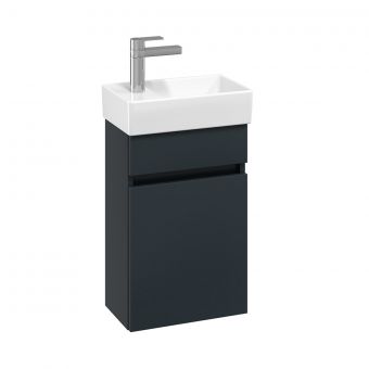 Villeroy and Boch Arto 360mm Cloakroom Basin and Vanity Unit in Satin Grey (For LH Tap)