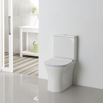UK Bathrooms Essentials Falcom Rimless Comfort Height Back to Wall Close Coupled Toilet