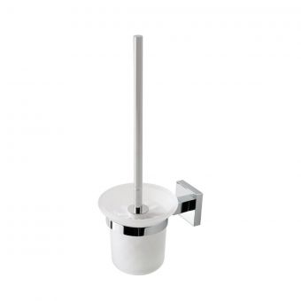 UK Bathrooms Essentials Solkan Glass Toilet Brush Holder in Chrome