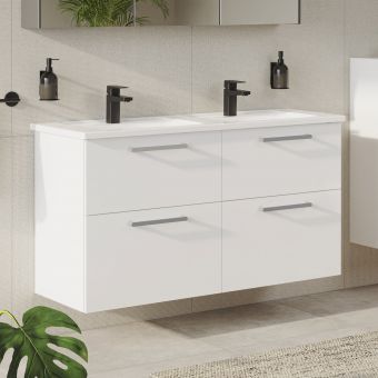 VitrA Root Flat 4 Drawer XL Double Vanity Unit with Basins - 67992