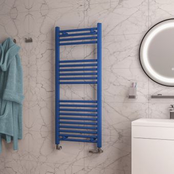 UK Bathrooms Essentials Zaysan Straight Towel Radiator in Matt Cobalt Blue