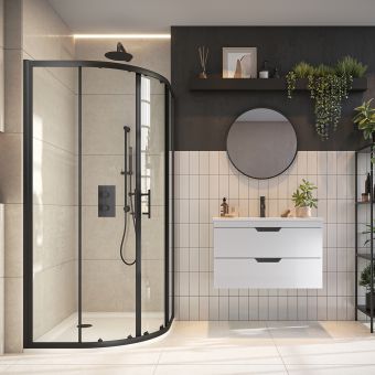 Amara Levisham Double Door Quadrant Shower Enclosure in Black