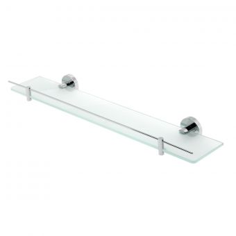 UK Bathrooms Essentials Lassa Glass Shelf with Barrier in Chrome