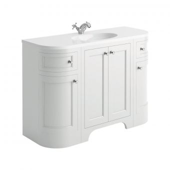 Harrogate Brunswick 1200mm Curved Vanity Unit with Basin in Arctic White