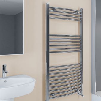 UK Bathrooms Essentials Zaysan Curved Towel Radiator in Chrome