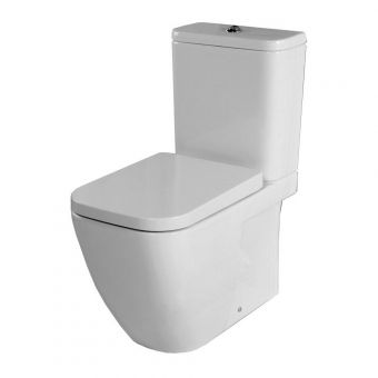 UK Bathrooms Essentials Fuchsia Close Coupled Toilet with Soft Close Seat