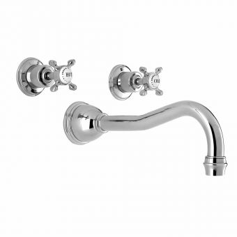 Perrin and Rowe Traditional Three Hole Wall Mounted Bath Filler with Country Spout