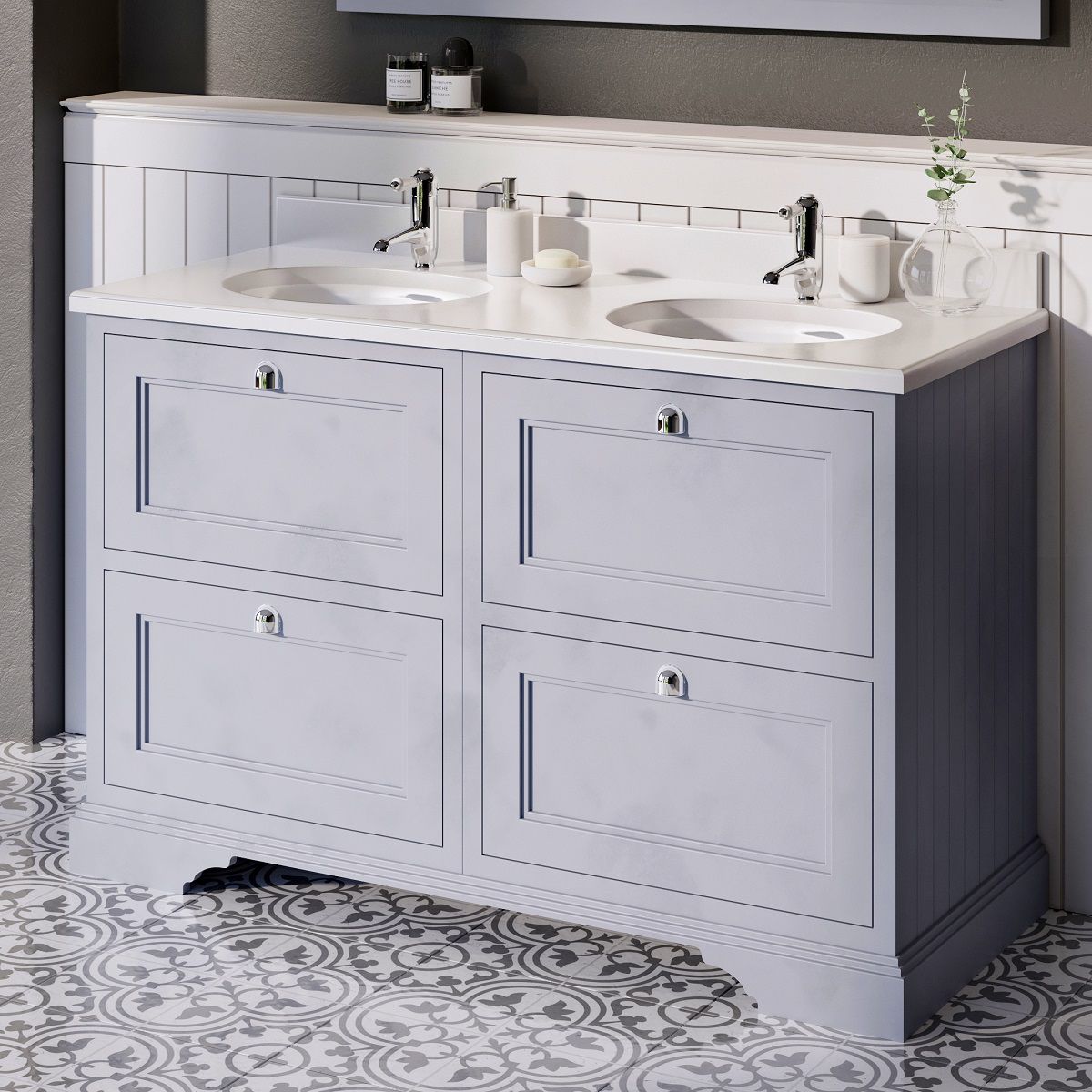 Burlington 1300mm 4 Drawer Vanity With, Double Bathroom Vanity Units