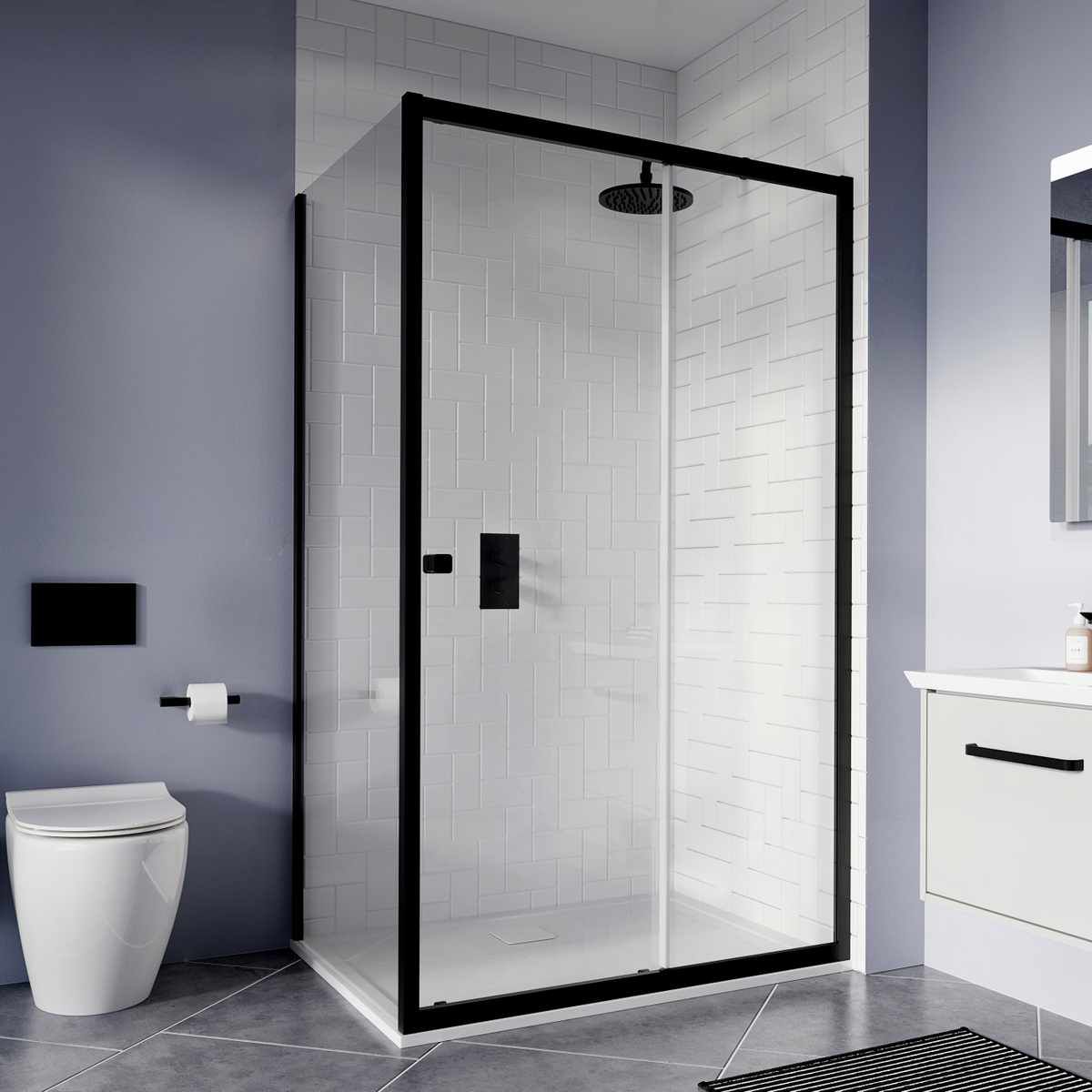 Crosswater Clear 6 Matt Black Sliding Shower Door | UK Bathrooms