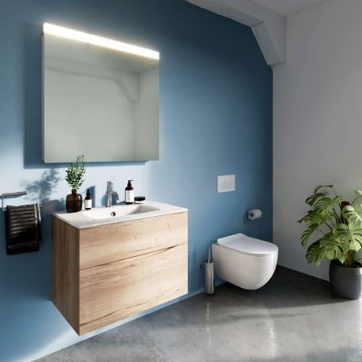 VeeBath Sobek Minimalist High Gloss White 1000mm Vanity Sink Unit with Waterfall Designer Chrome Basin Mixer Tap Waste