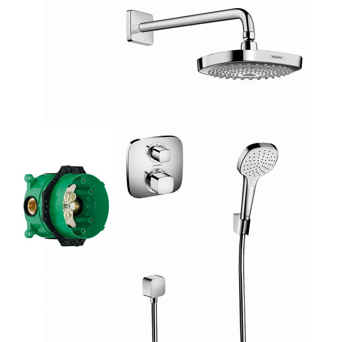 Hansgrohe Design Croma Select E Shower System with Ecostat E Thermostatic Mixer for Concealed Installation