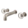 Crosswater Union Brushed Nickel 3 Hole Wall Basin Tap with Wheel Handle - UB130WNL+