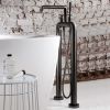 Crosswater Union Brushed Black Chrome Standing Wheel Handle Bath Shower Mixer Tap - UB422DB+