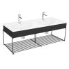 VitrA Equal Double Vanity Unit with Twin Bowls and Black Shelf