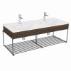VitrA Equal Double Vanity Unit with Twin Bowls and Black Shelf
