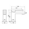 Abacus Plan Matt Black Mini Mono Basin Mixer Tap - TBTS-265-1204