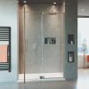 Crosswater Optix 10 Brushed Stainless Steel Pivot Shower Door with Inline Panel